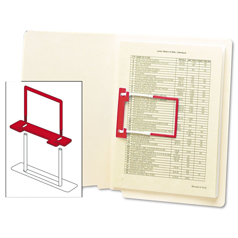 Smead U-Clip Bonded Fastener, 2" Capacity, Red, 100 per Box (68260) - Image 3